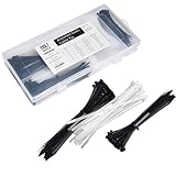 Bolt Dropper 4', 6', 8' Zip Tie Kit - 400 Pack Zip Ties Assorted Sizes in Black & White - 18lb to 50lb Tensile Strength Self-Locking Premium Nylon Cable Ties for Indoor and Outdoor