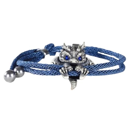 Wilitto Bonita pulsera de dragón de plata, pulsera ajustable de dragón de plata, joyería de animales, pulsera creativa de cuentas de dragón, pulsera de moda, accesorio de muñeca hip hop, pulsera