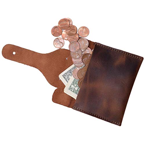 Hide & Drink, Leather Card Pouch Elephant/Coins & Folded Bills/Wallet/Cable Holder/USB/SD/Change, Handmade Includes 101 Year Warranty :: Bourbon Brown2