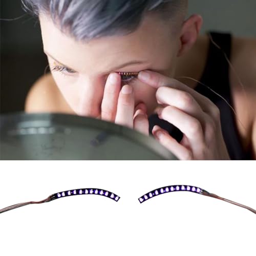 PUNELE LED Faux Cils Lumineux pour la Fête, les, les Boîtes de Nuit, L'Halloween, L'élégant, Léger, Fiable illuminé de Faux Cils Lumineux Kit avec Fibre Artificielle, Pinces à Cheveux (Violet)