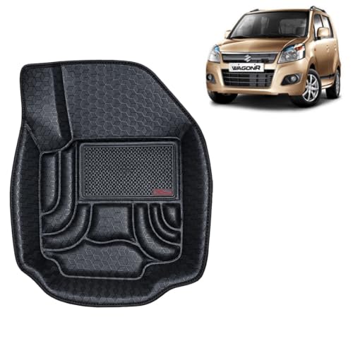 Image of OTO2EYE Car Floor Mat 4.5D Compatible for Maruti Suzuki WagonR (2010 to 2018) All Model, 100% Waterproof Tray Shape, Set of 3 Pieces, Top Notch PVC 4.5D Foot Mats, Washable, 1 Year Warranty