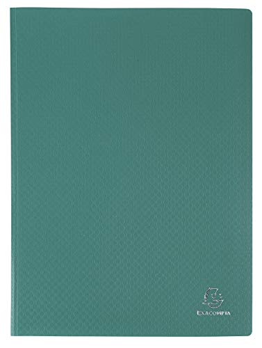 Exacompta - Réf. 8543E - Carton de 12 Protèges-documents OPAK - 40 pochettes grainées antireflet - 80 vues - pour format A4 - dimensions 24 x 32 cm - couverture en polypro souple - couleur vert foncé