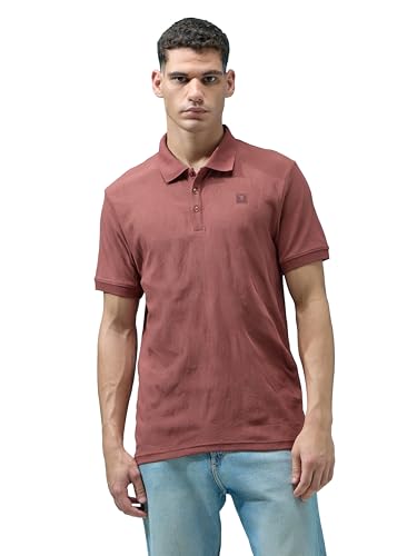 Image of TECHNOSPORT Men's Slim Fit Jacquard Textured Polo Sports T-Shirt with Cotflex, UPF50+ for Regular use