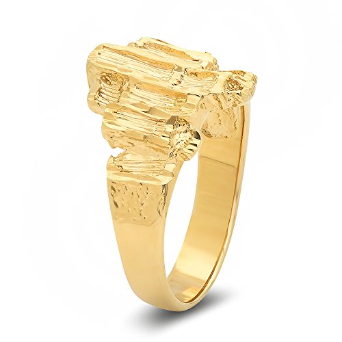 The Bling Factory Large 19mm 14k Gold Plated Layered Striated-Style Chunky Nugget Ring2