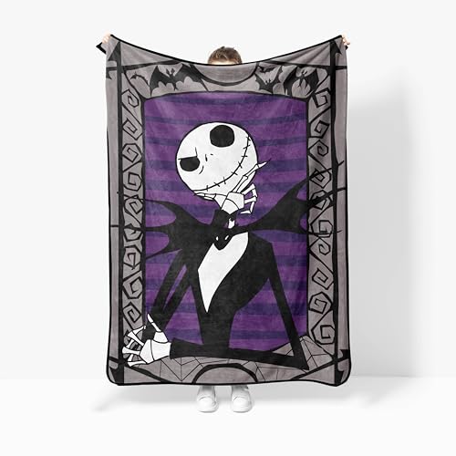 Jay Franco Plush Throw Blanket Soft & Cozy Fleece Throw for Bedroom & Couch Dcor Official Licensed Product Gray - Nightmare Before Christmas 46x60 - Throw Blanket