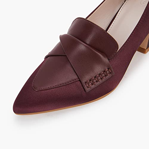 Image of Women's Chunky Block Low Heels Pumps Stitching Retro Work Office Dress Shoes