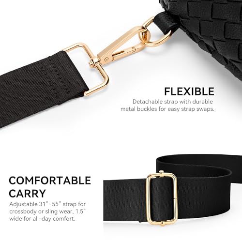 Image of KALIDI Woven Crossbody Bag for Women Travel Vegan Leather Checkered Bum Bag