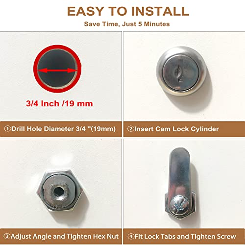 6 Pcs Tool Box Lock Mailbox Lock, 5/8" Cam Lock Keyed Alike, Replacement File Cabinet Lock With Keys Secure File Drawer Rv Truck Toolbox #TOP6