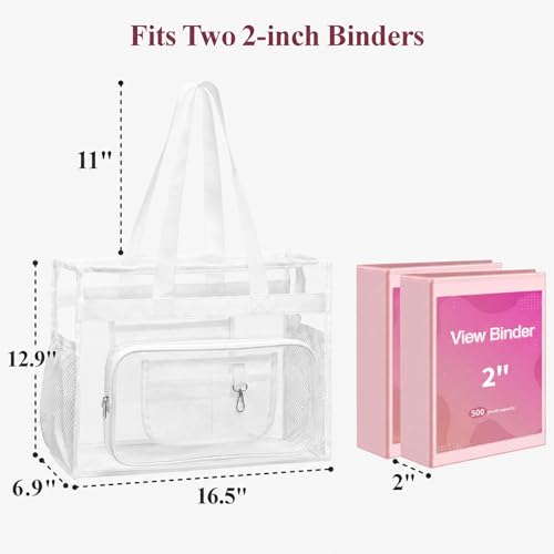 Image of PACKISM Clear Tote Bag for School - Large Heavy Duty Clear Tote for Girls | See Through PVC, Wide Zipper Opening, Front Pocket Keeps Essentials Visible for Students, Class, Work, Daily Carry, Age 12+