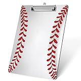 Baseball Wooden Clipboard, Sports Theme Clip Board with Low Profile Metal Clip, 9 x 12.5 in Clipboard for Students, Teacher, Man, Coach, Kids, Home Office School Decor Supplies Gifts -A06