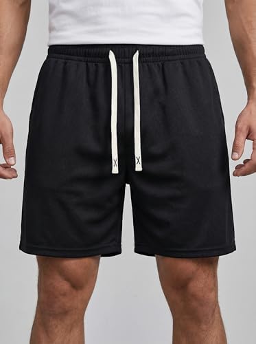 Men's Drawstring Elastic Waist Breathable Fitness Sport Shorts, W...