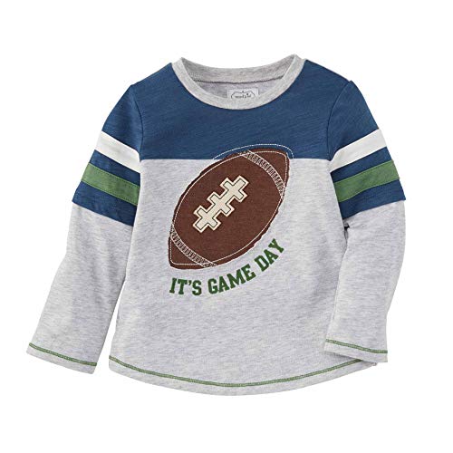 Mud Pie Baby Boys' Game Day Shirt, Gray, 12-18 Months