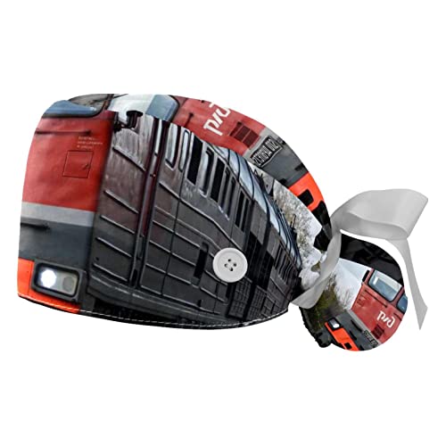 Chapeaux bouffants JDEZ : lot de 2 casquettes de travail réglables à motif train rétro