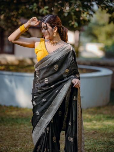 Fratona black kanjivaram silk saree in soft silk – image 3