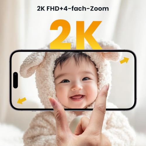 ieGeek 2K Babyphone mit Kamera WLAN, App-Steuerung, 5 Zoll Baby Monitor – Ansicht 3