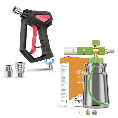 Pressure Washer Gun with 3/8" Male Plug and 1/4” Quick Connector & Foam Cannon with M22 and 1/4 Inch Quick Connector