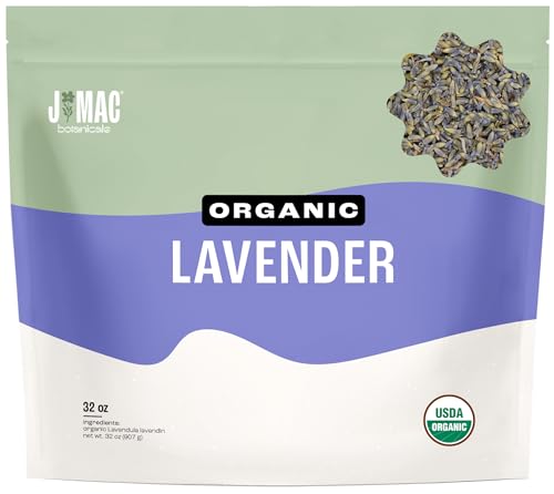 J MAC BOTANICALS, Organic Lavender Buds (32 oz, 2 Pound Bag) Bulk, Dried Flowers, Flower