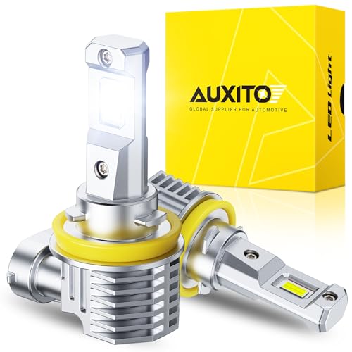 Image of AUXITO H11 LED Fog Lights, 1000% Brighter 6500K White, 1:1 Mini Size No Adapter Needed, 3 Min Quick Install, No Flicker, 99% Compatibility, Pack of 2