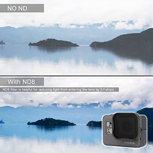 Image of GEPULY 3 Pack Camera Lens Filter Set for GoPro Hero 5 /6 /7 Black /Hero (2018) Cameras, ND8 Filter Dive Filters(Light Red and Magenta Filter) - Used on Camera Lens Directly
