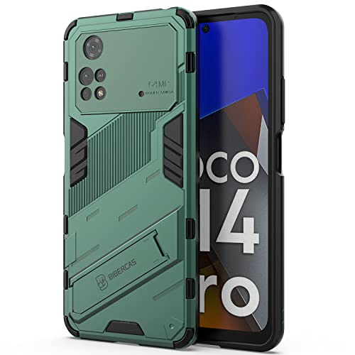 XINYEXIN Funda para Xiaomi Poco M4 Pro, Armor Carcasa con Función de Soporte Vertical y Horizontal, Hard PC y Silicona TPU Bumper Antigolpes Case - Verde Cover