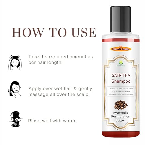 Image of Khadi Vedimatic Natural Satritha Shampoo for Strong Hair | Herbal Shampoo for Controlling Hair Fall | Natural Shampoo for Repairing Damaged Hair (Pack of 1, Satritha)