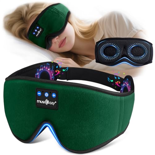 MUSICOZY Sleep mask Headphones,100% Blackout 3D Zero Eye Pressure Bluetooth Sleep mask Breathable Eye mask with Bluetooth Headphones Sleep Headphones for Side Sleepers,with 14H Playtime&Bluetooth 5.4