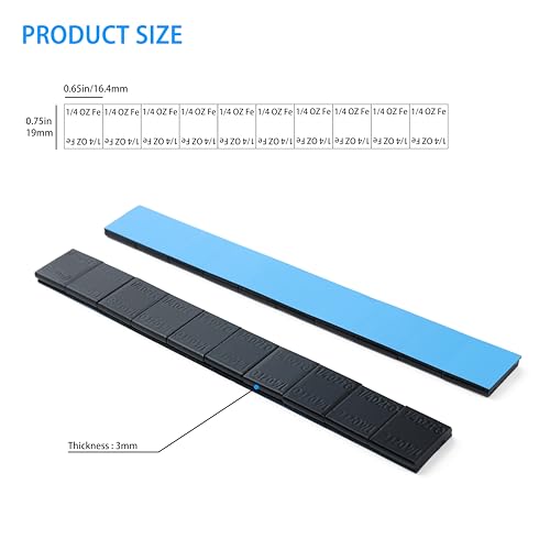 ZERINT 1/4oz Wheel Adhesive Stick-on Weight (60 pcs, Black, Slim Style) WW-025SB60