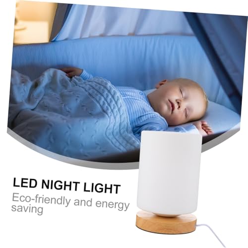 Lámpara de Mesa de Noche LED de Madera con Control Táctil USB miniatura 4