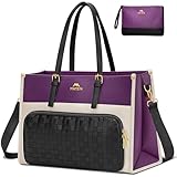 Tejido Duradero e Impermeable: Este bolso universidad mujer está hecho de cuero PU resistente al agua y forro de poliéster, combinando elegancia y practicidad. El compartimento para portátil de este bolso trabajo mujer incluye acolchado de espuma para proteger el portátil y objetos personales. Este maletin portatil con compartimento para almuerzo es adecuado para trabajo, universidad, salidas, viajes de negocios o picnic, y también es práctico como regalo para profesoras, madres o amigas