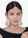Aheli Faux Kundan Wedding Party Wear Earrings with Maang Tikka Set Indian Bollywood Fashion Jewelry Gift for Women (Pink)
