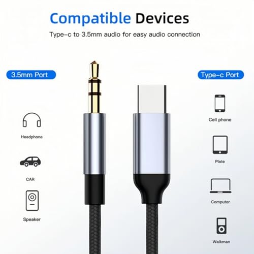 Alinna ALC-352UC Usb C To 3.5Mm Audio Aux Jack Cable [6.6Ft/2M] Type C To 3.5Mm Headphone Car Stereo Cord thumb #6