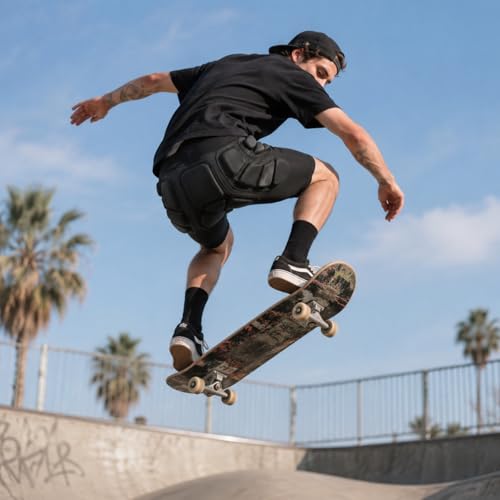 Relaxyee Protektorhose Herren Damen, 3D-Schutz Gepolsterte Kurze Hose für Snowboarding, Skaten und Skifahren, Eva Pad Protektor Hüftschutzausrüstung Shorts für Hüfte, Po und Steißbein, Schwarz, L
