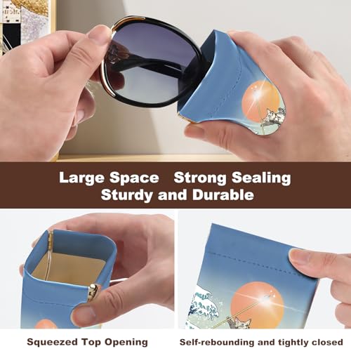 Image of Anikathy 2Pcs Sunglass Eyeglass Glasses Case Soft PU Leather with Cleaning Cloth Cute Glasses Pouch Bag for Men Women Girs