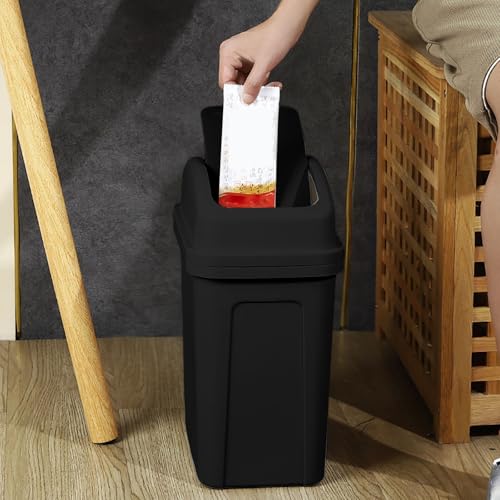 Caneca de basura rectangular de 5.5 galones negra miniatura 4