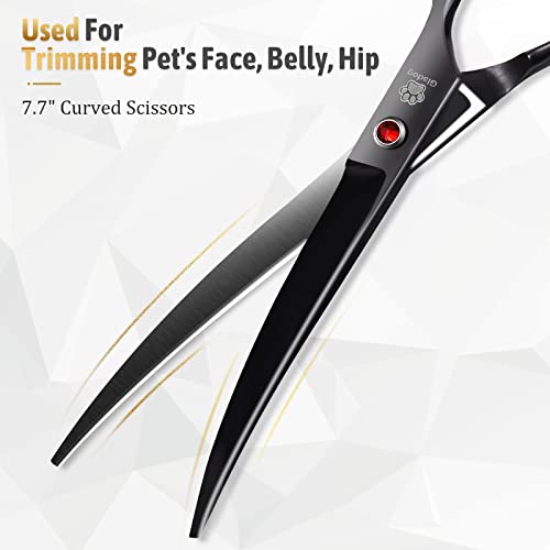 Image of Dog Grooming Scissors Kit with Safety Round Tips, GLADOG Professional 5 in 1 Grooming Scissors for Dog and cat