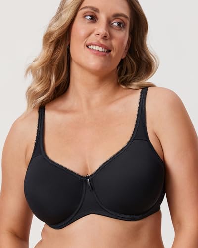Image of DELIMIRA Women's Seamless Tshirt Bras Plus Size Full Coverage Underwire Lightly Lined Bra Up to F