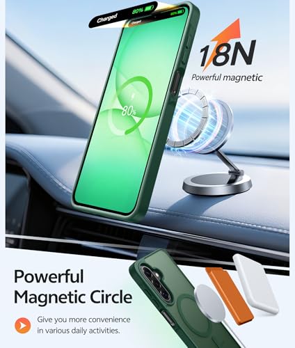 Image of FNTCASE for Galaxy A17 /A16 5G Phone Case: for Samsung A17 Cases [Compatible with Magsafe] [Screen Protector] Matte Translucent Military Grade Protection for Samsung A 17 & A 16 4G Cover - Green