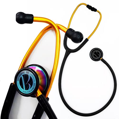 Estetoscópio Profissional De Inox Duplo Adulto Infantil - BIC (PRETO COM DOURADO)