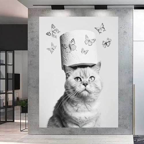 Décoration d'impression d'image de chat WODJEM toile encadrée premium - 3