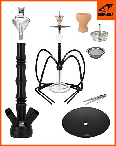Smokezilla® MINYA 4S Shisha Set Schwarz - 4 Schläuche + Anschluss & Mundstücke - Inklusive Shisha Zubehör Mit… – Bild 8