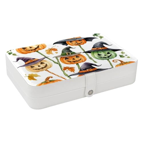 Conjunto de iconos de Halloween con pintura de acuarela de alta gama, exquisita caja organizadora de joyas, compartimentos pequeños extraíbles y ajustables para anillos, aretes, collares, pulseras