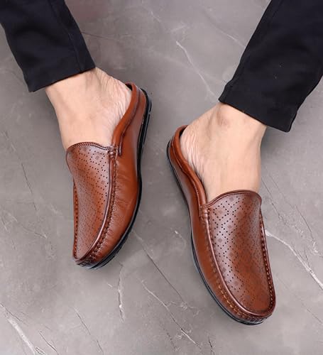 Image of ARAMISH Genuine Leather Loafers Open Back Shoes for Men