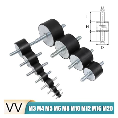 Amortisseur caoutchouc double filetage M10 plot antivibratoire 40x40 mm pour machine