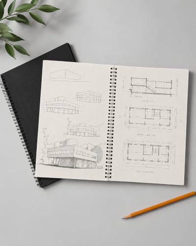Image of PaperO Professional A4 Square Grid Notebook | 5MM Square Graph Design | A4 Size (8.5 x 11 inches) | Ideal for Architects & Designers | Kraft Cover | 100 Pages | (Black Cover Grid Book)