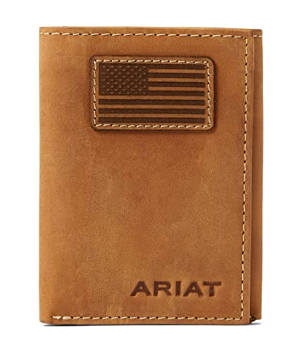 ARIAT Trifold Wallet USA Flag Patch, Medium Brown, One Size4
