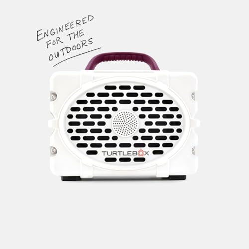 Image of Turtlebox Original Gen 3: Portable Outdoor Bluetooth Speaker - Ultra-Loud (120dB), Waterproof (IP67), Rugged, Impact-Resistant, 3-Day Battery | Party Mode: Unlimited Pairing Stereo, White /Maroon