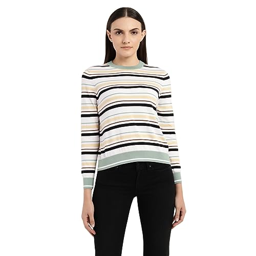 Image of Levi's Women's Cotton Regular Fit Striped T-Shirt