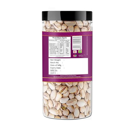 Image of YUM YUM Pistachios Roasted & Salted, Pista, 500g Jar, Rich In Protein, Phosphorus, & Dietary Fibre, Premium Nuts & Dry Fruits, Crunchy & Delicious Healthy Snack