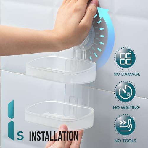 Image of TAILI Soap Holder, Soap Dish for Shower Suction Cup, Bar Soap Holder, Clear