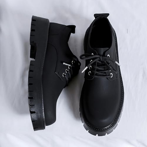 Men's Leather Platform Penny Oxfords Classic Round Toe Comfort Slip On Heightening Chunky Heel Lug Sole Soft Sole Dress Derby Shoes for Work Office Business3